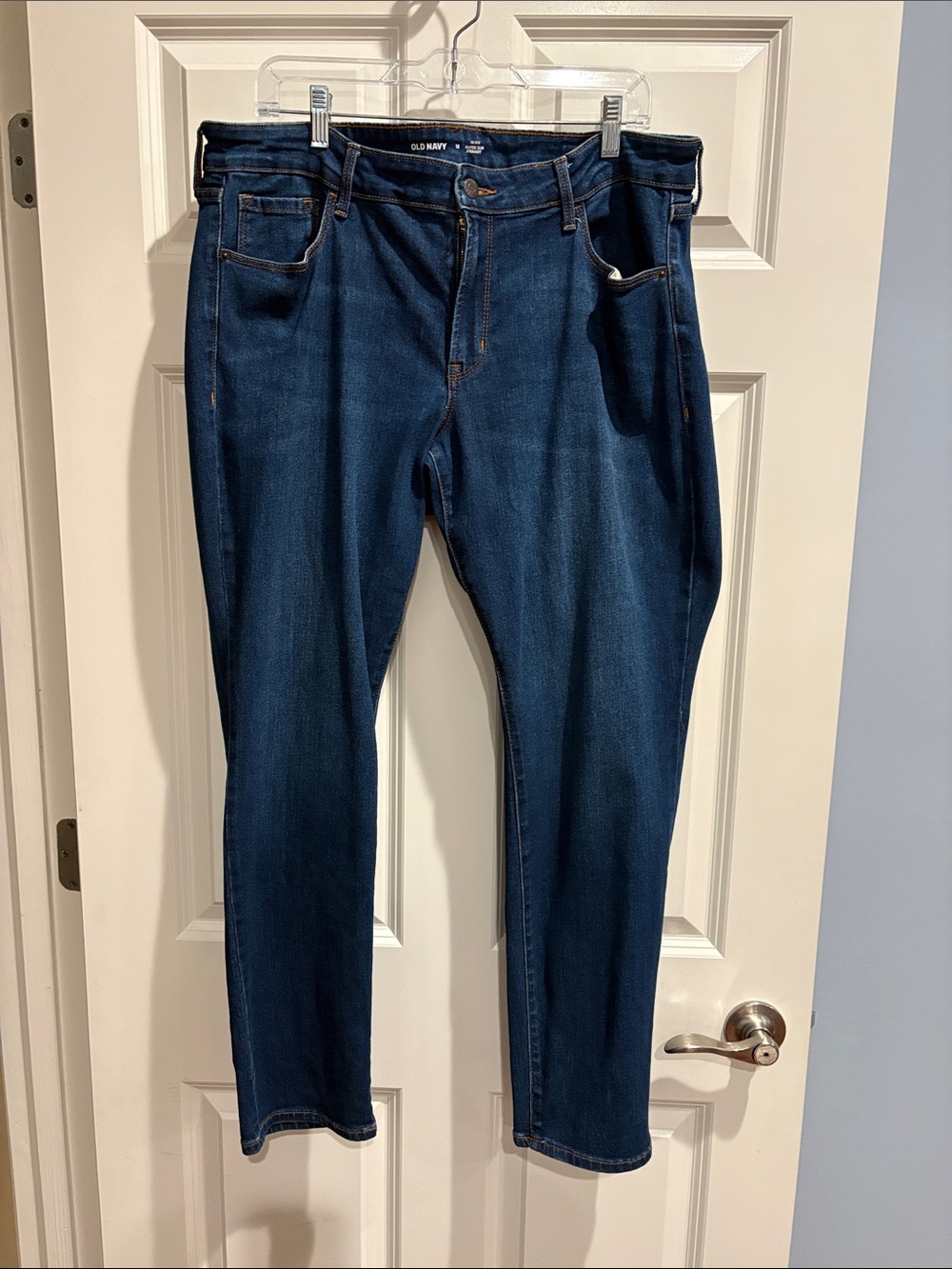 Old Navy Mid-Rise Power Slim Straight Dark Jeans, Size 16